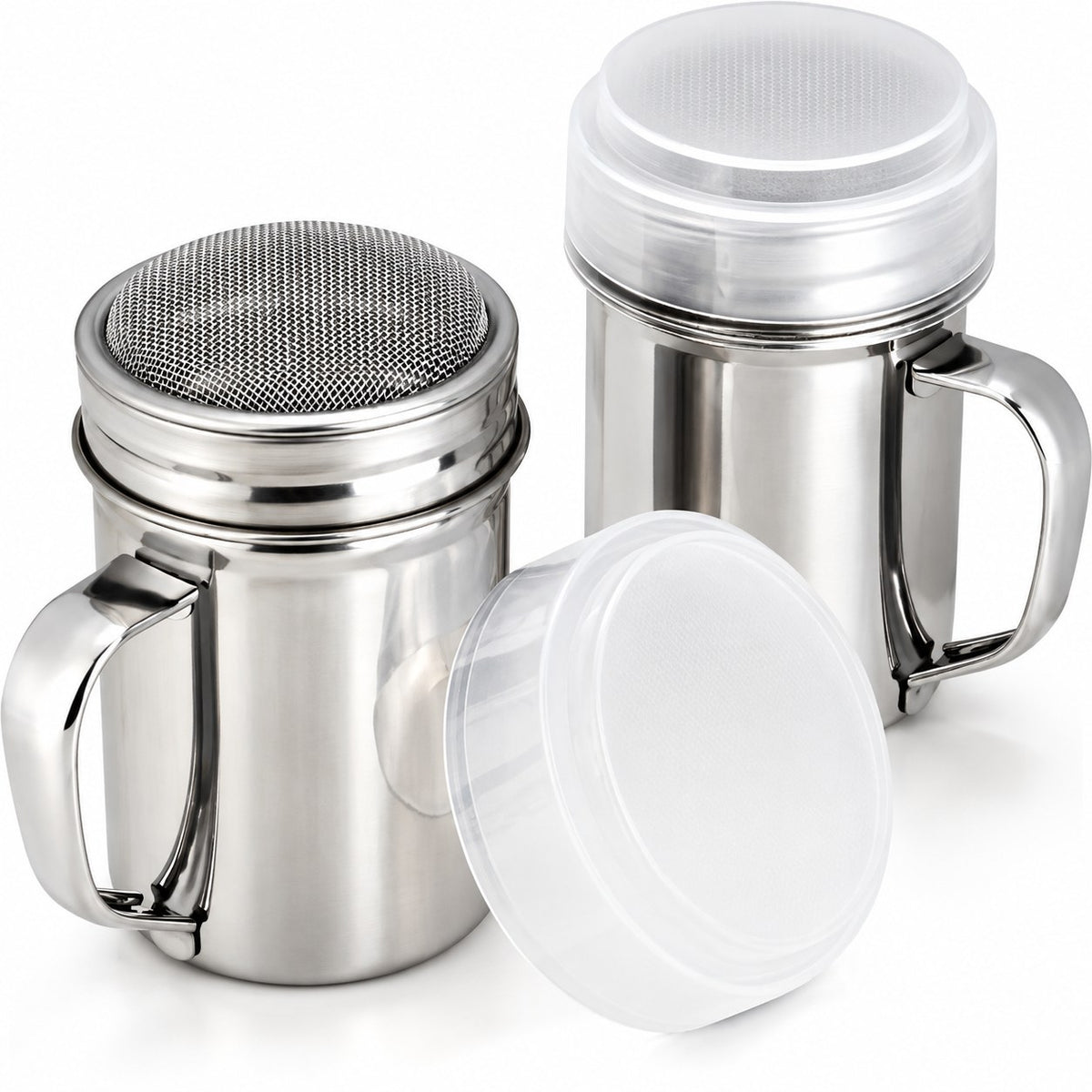 Lot de 2 saupoudreuses inox à poignée