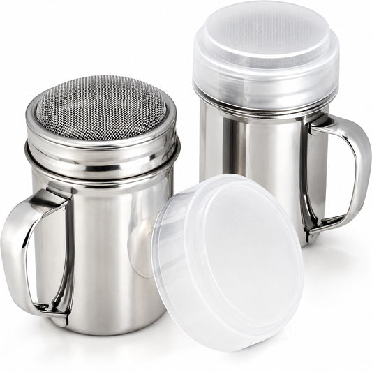 Lot de 2 saupoudreuses inox à poignée