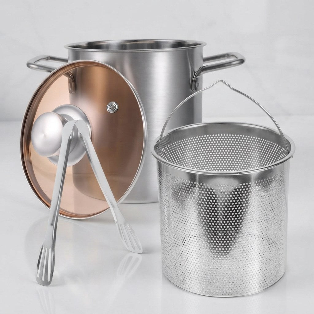 Friteuse inox 3 L avec panier – avec pince